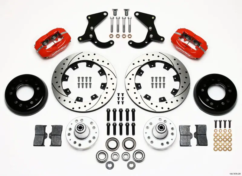Wilwood Forged Dynalite Front Kit 12.19In Drilled Red 55-57 Chevy 1