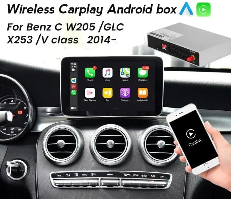 Wireless Carplay, Android Auto Box For Benz C-Class W205/Glc-Class X253/V-Class W446 2015-2021 Ntg 5.0 1