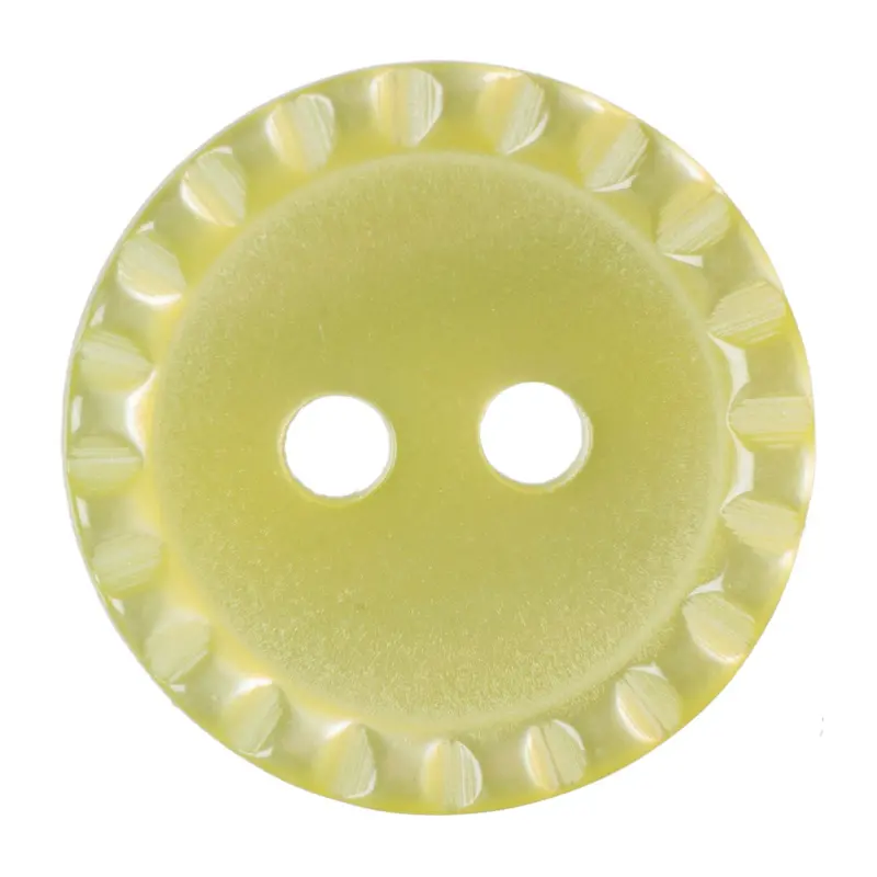 Yellow Crimped Edged Buttons 15Mm Size 1