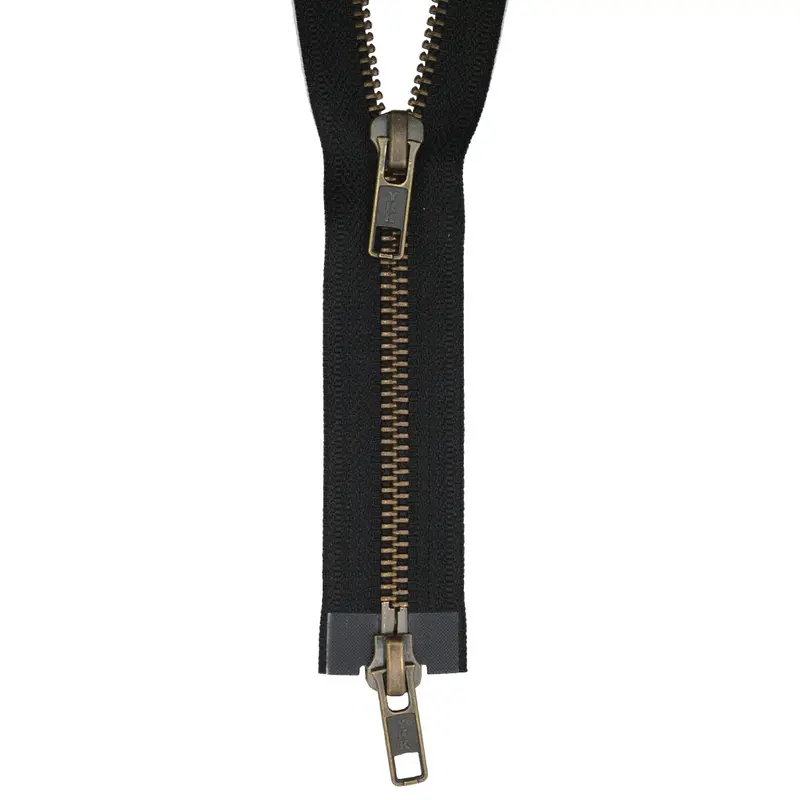 Ykk Antique Brass Two Way Open End Zip, Black 1