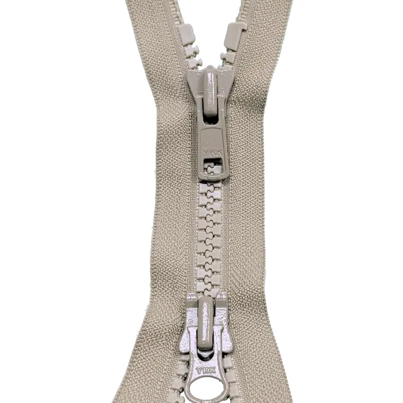 Ykk Beige Two Way Open End Zip, Heavy Plastic 1