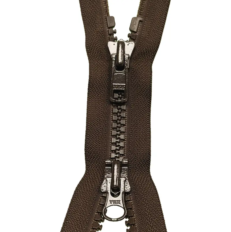 Ykk Brown Two Way Open End Zip, Heavy Plastic 1