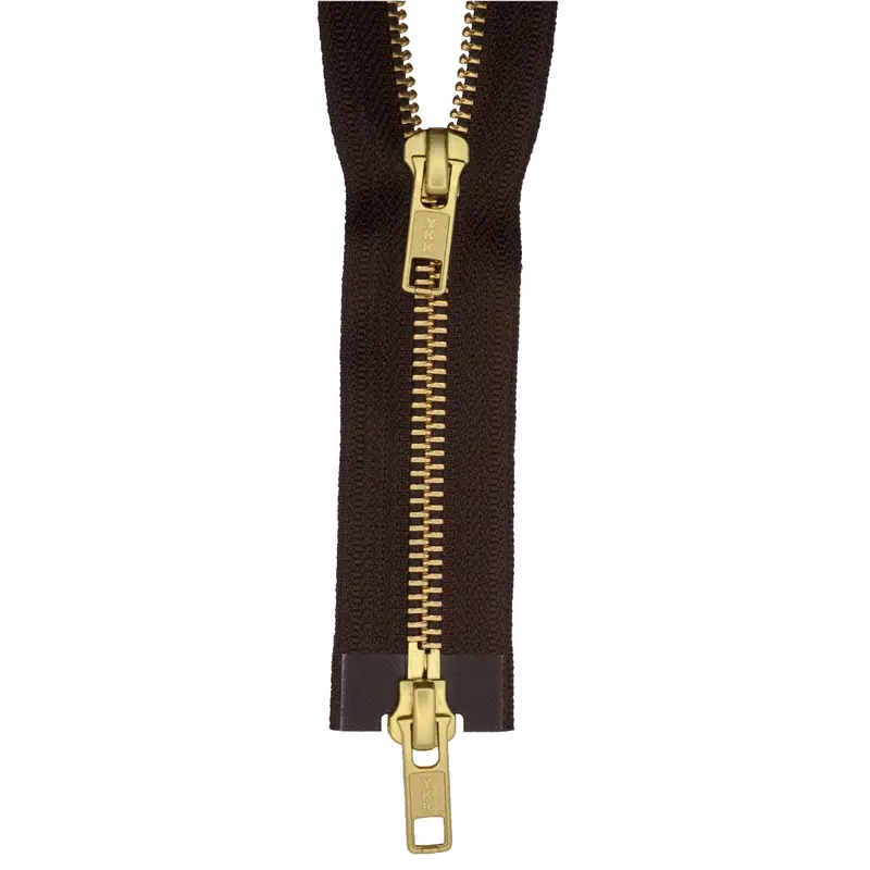 Ykk Gold Tooth Two Way Open End Zip, Brown 1