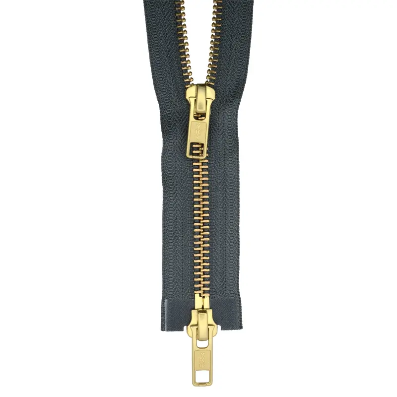 Ykk Gold Tooth Two Way Open End Zip, Grey 1