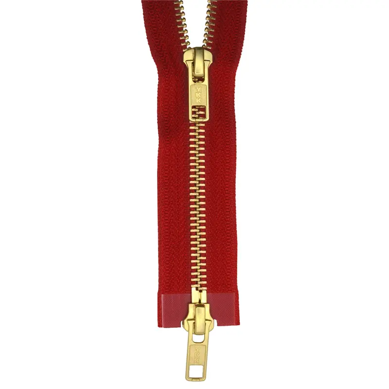 Ykk Gold Tooth Two Way Open End Zip, Red 1
