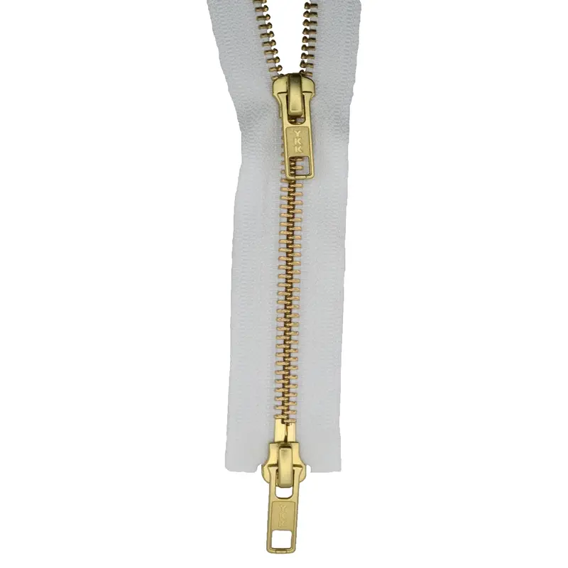 Ykk Gold Tooth Two Way Open End Zip, White 1