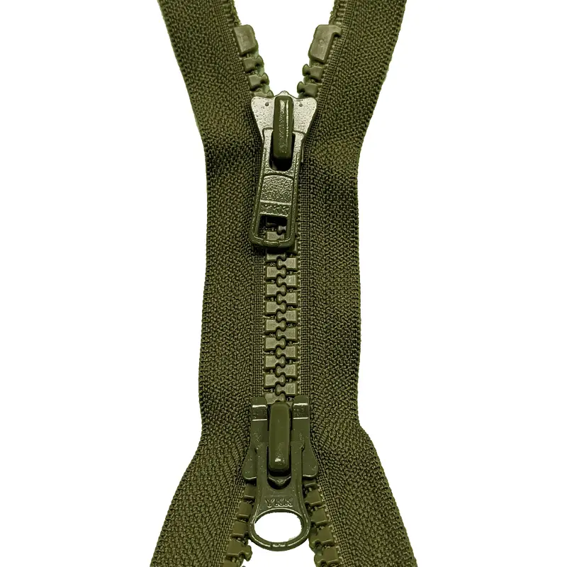 Ykk Khaki Green Two Way Open End Zip, Heavy Plastic 1