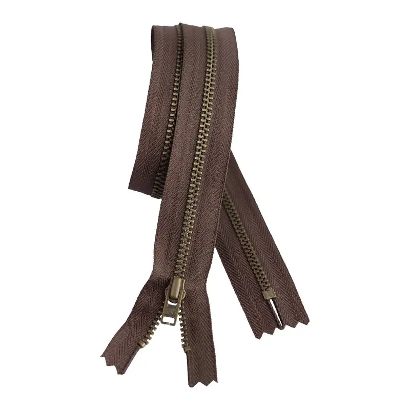 Ykk Metal Dress Zip | Antique Brass -  Brown 1