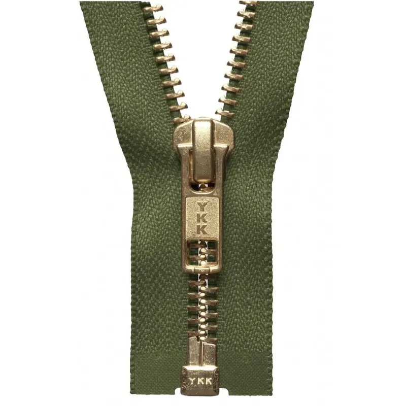 Ykk Open End Zip Gold Teeth | Khaki Green 1