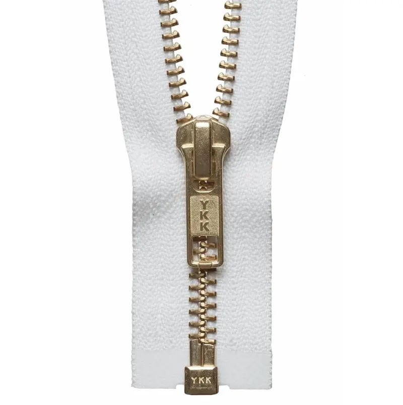 Ykk Open End Zip Gold Teeth | White 1