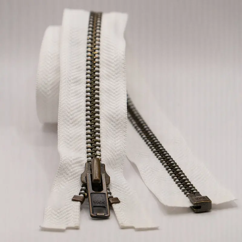 Ykk Open End Zip - Heavy Duty, Antique Brass | 501 White 1