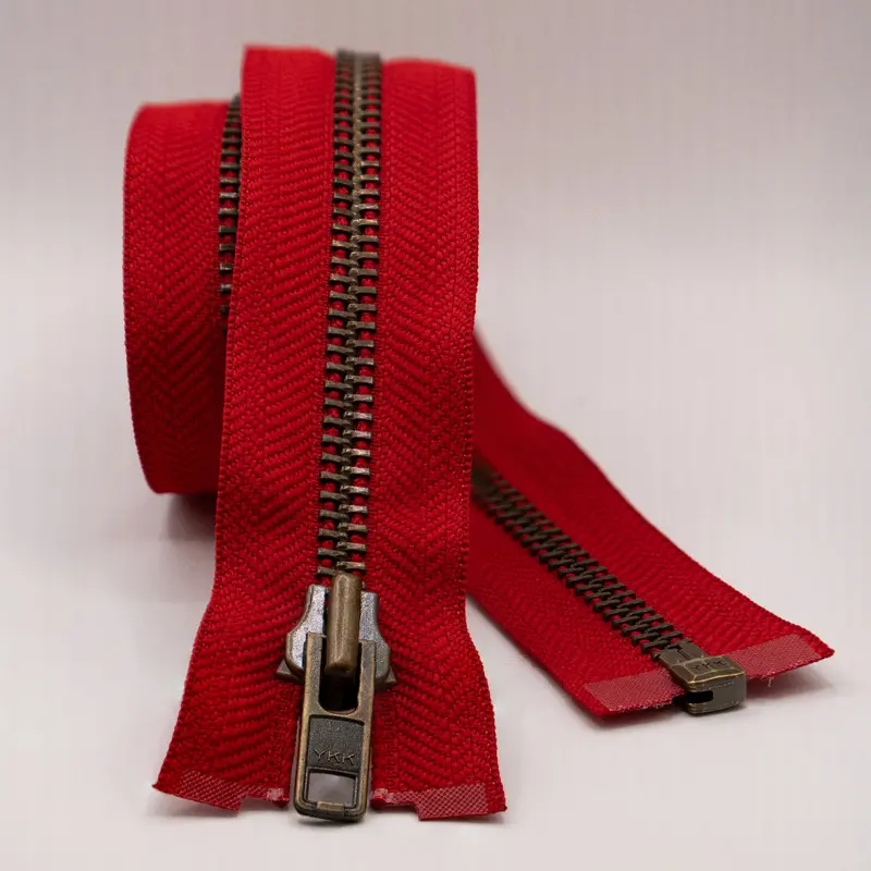 Ykk Open End Zip - Heavy Duty, Antique Brass |  519 Red 1