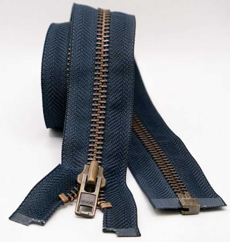 Ykk Open End Zip - Heavy Duty, Antique Brass | 560 Navy 1