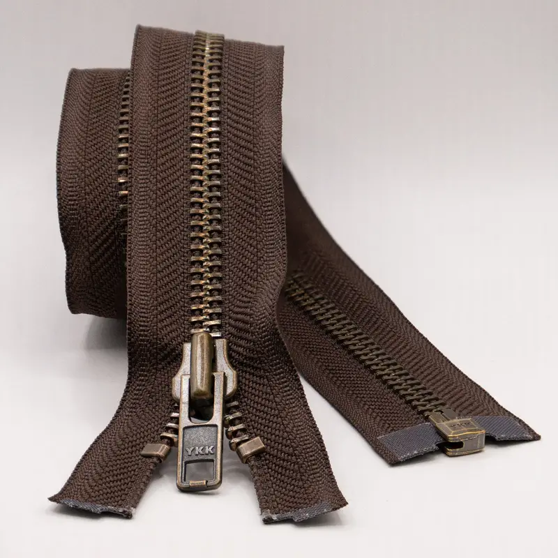 Ykk Open End Zip - Heavy Duty, Antique Brass |  570 Brown 1