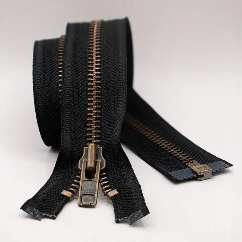Ykk Open End Zip - Heavy Duty, Antique Brass |  580 Black 1