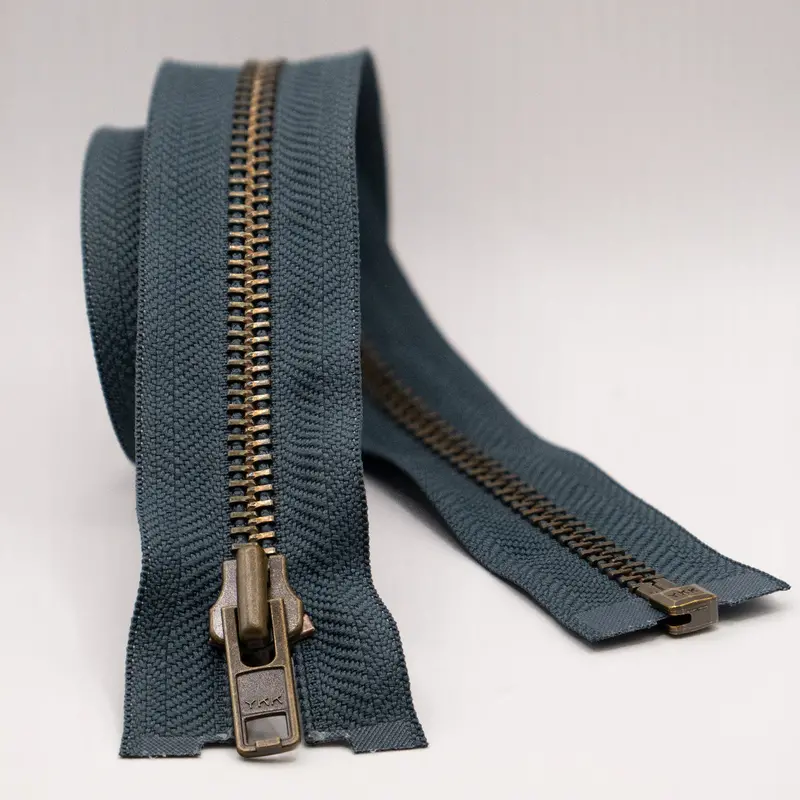 Ykk Open End Zip - Heavy Duty, Antique Brass | Dark Grey 1