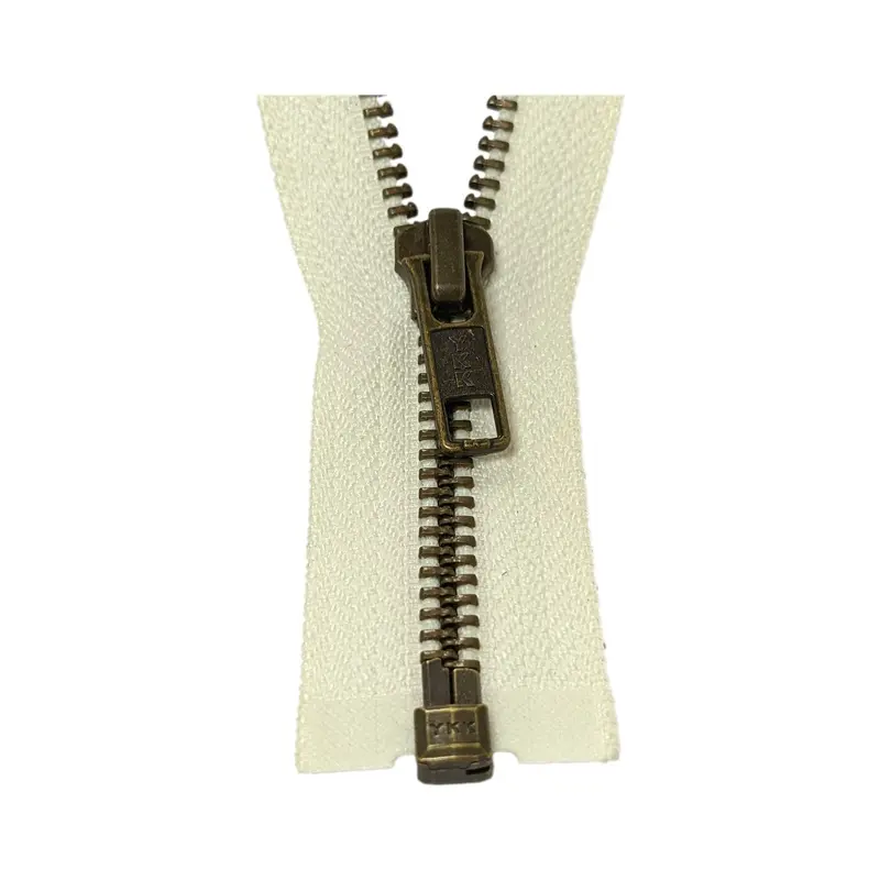Ykk Open End Zip - Medium, Antique Brass 502 Cream 1