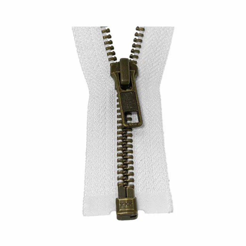 Ykk Open End Zip - Medium, Antique Brass Colour 501 White 1
