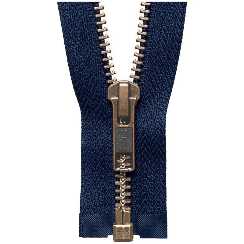 Ykk Open End Zip - Medium, Antique Brass Colour 560 Navy 1