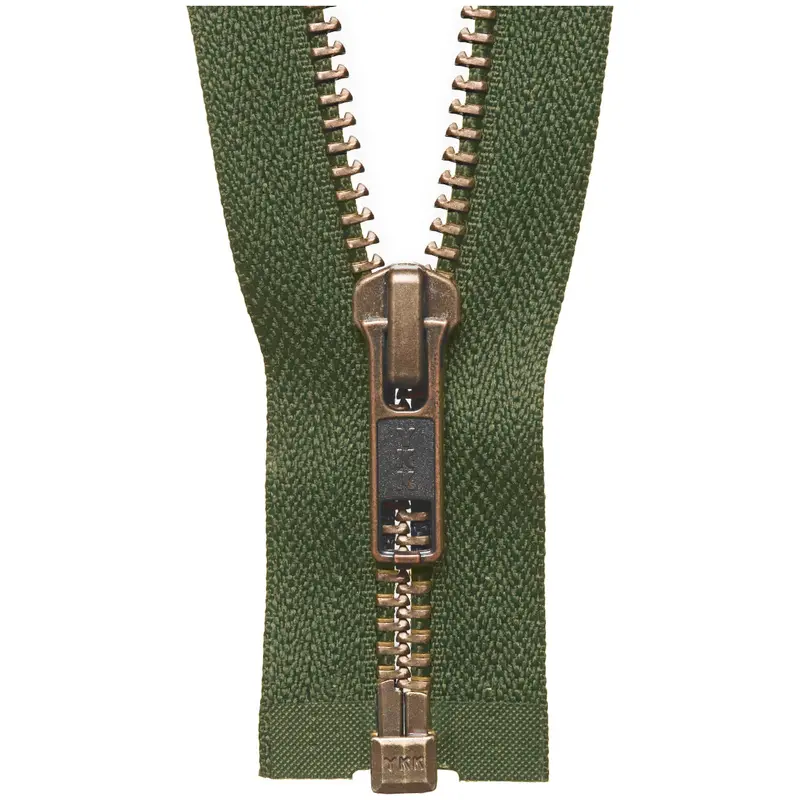 Ykk Open End Zip - Medium, Antique Brass Colour 566 Khaki 1