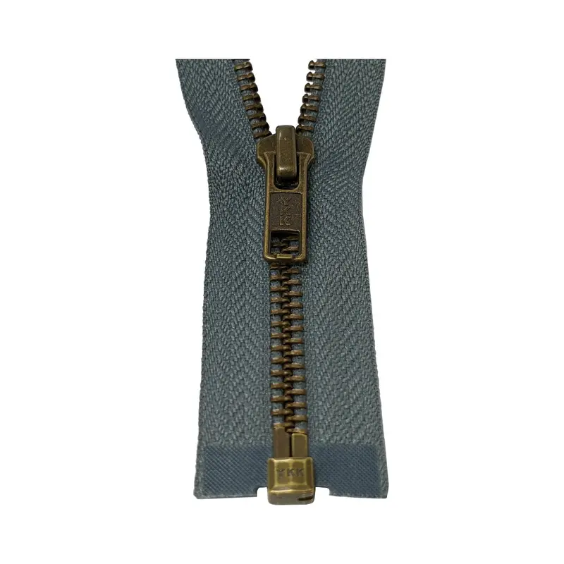 Ykk Open End Zip - Medium, Antique Brass Colour 578 Grey 1