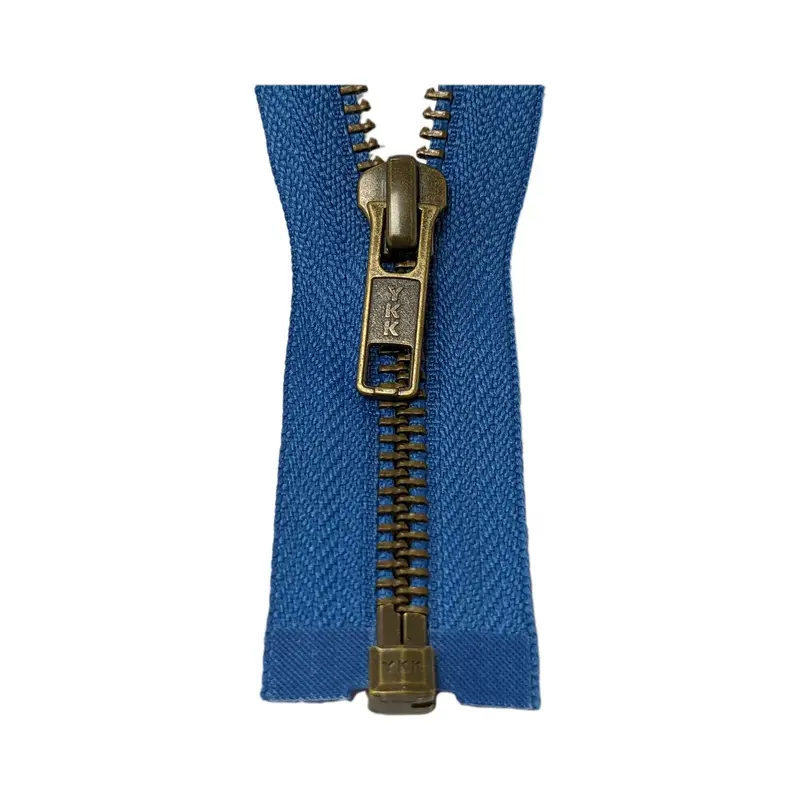 Ykk Open End Zip - Medium, Antique Brass Saxe Blue 1