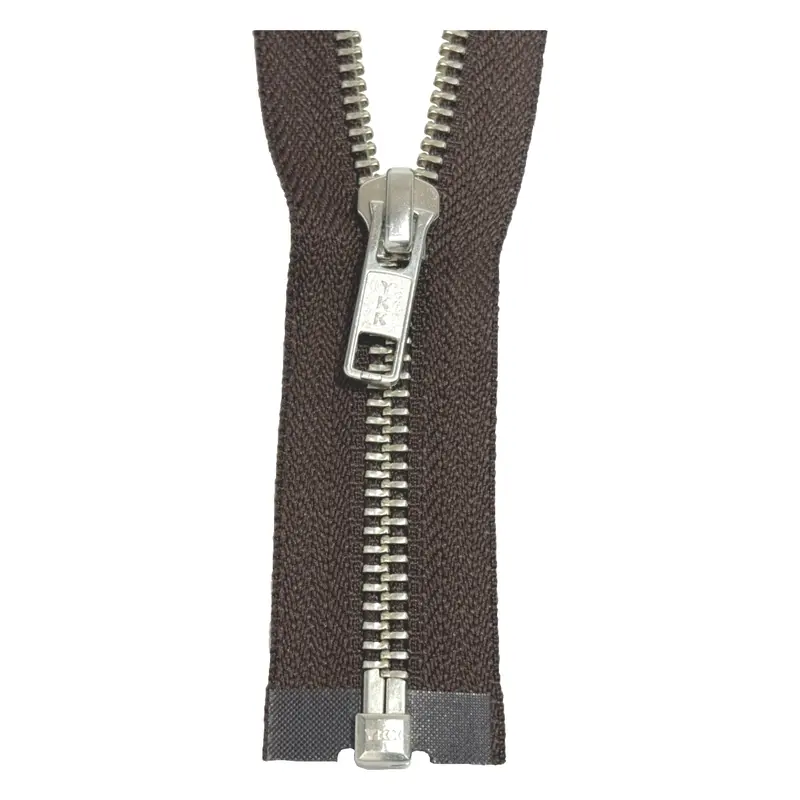 Ykk Open End Zip Silver Teeth | Brown 1