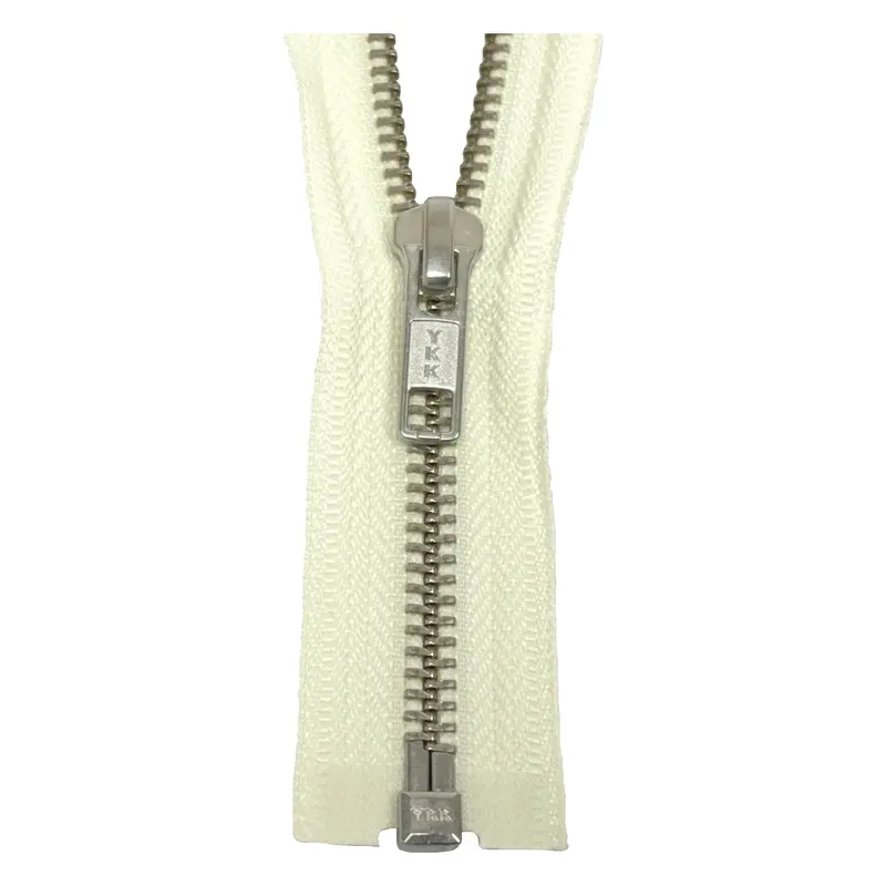 Ykk Open End Zip Silver Teeth - Cream 1