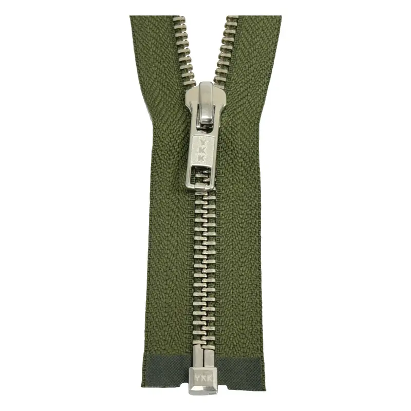 Ykk Open End Zip Silver Teeth | Khaki 1
