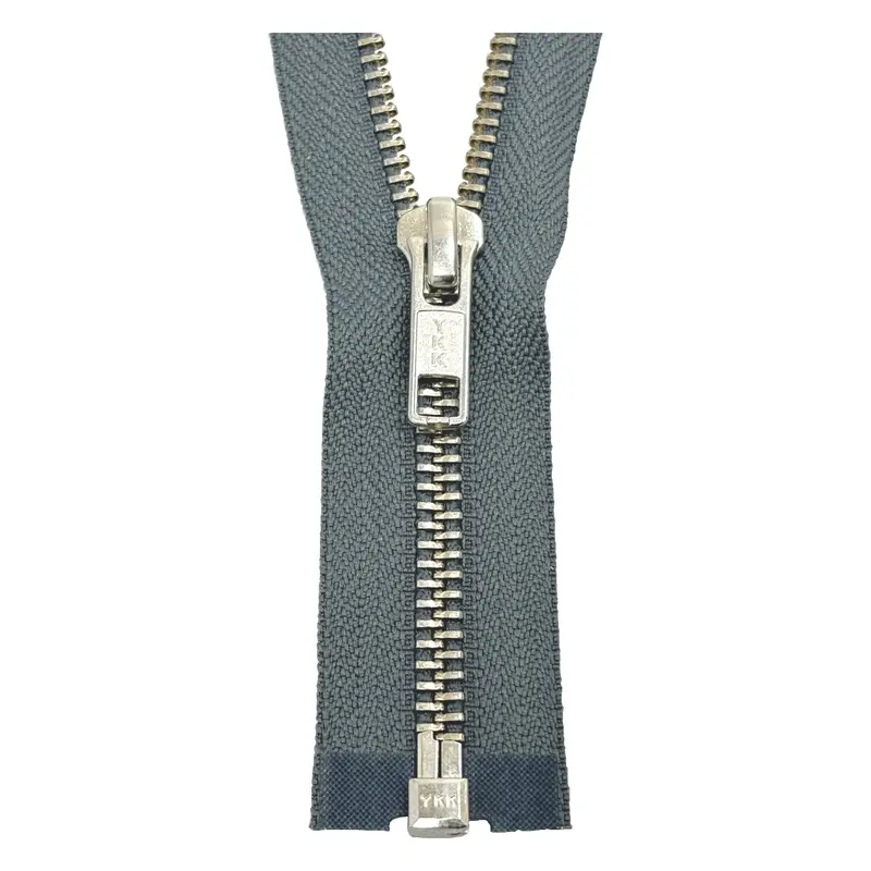 Ykk Open End Zip Silver Teeth | Mid Grey 1