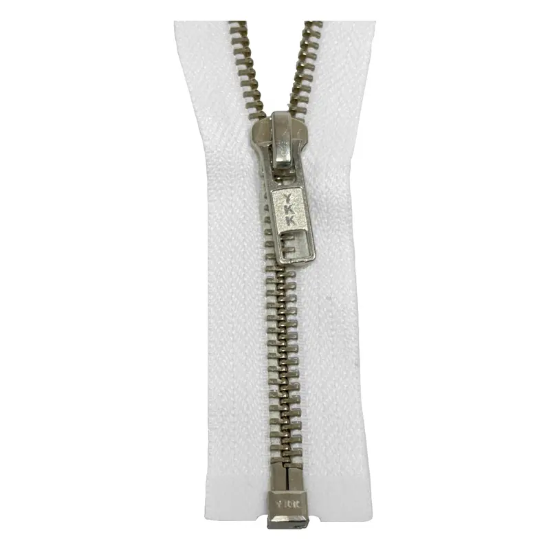 Ykk Open End Zip Silver Teeth | White 1