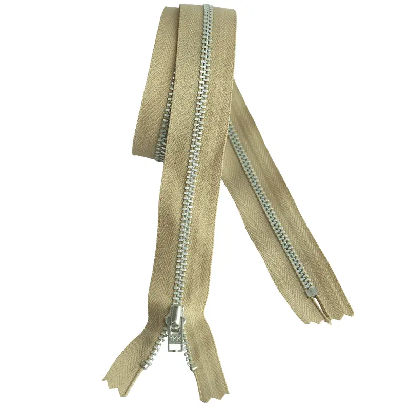 Ykk Silver Tooth Metal Dress Zips - Beige 1