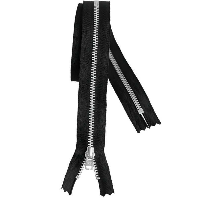Ykk Silver Tooth Metal Dress Zips - Black 1