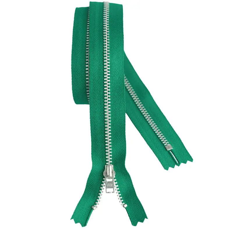 Ykk Silver Tooth Metal Dress Zips - Bright Green 1
