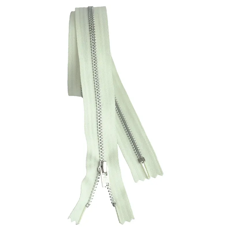 Ykk Silver Tooth Metal Dress Zips - Cream 1