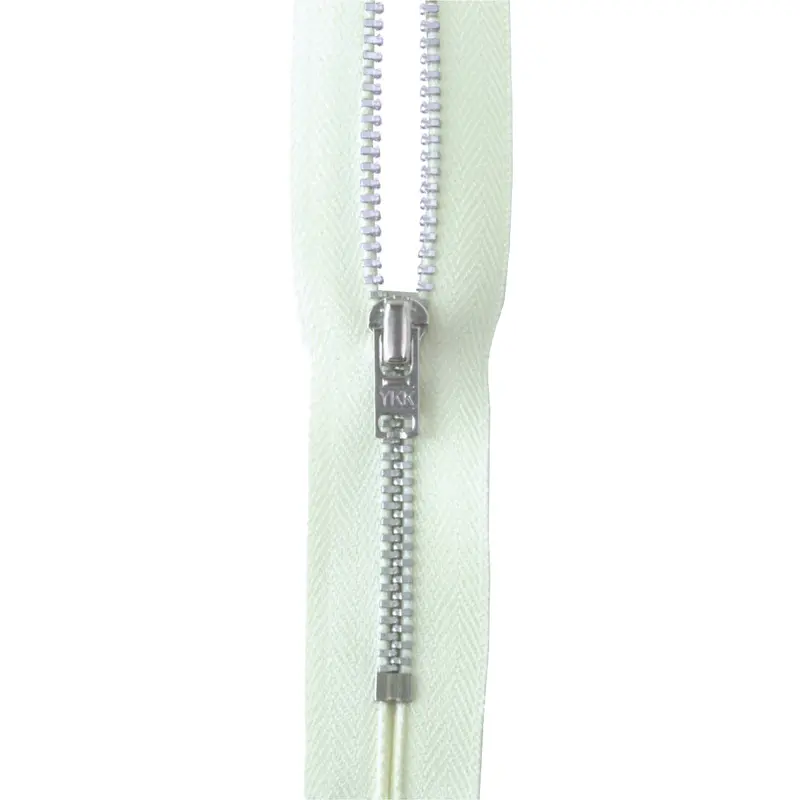 Ykk Silver Tooth Metal Dress Zips - Cream 2