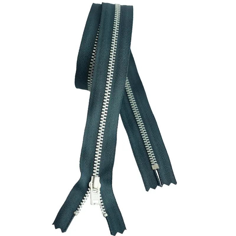 Ykk Silver Tooth Metal Dress Zips - Dark Grey 1
