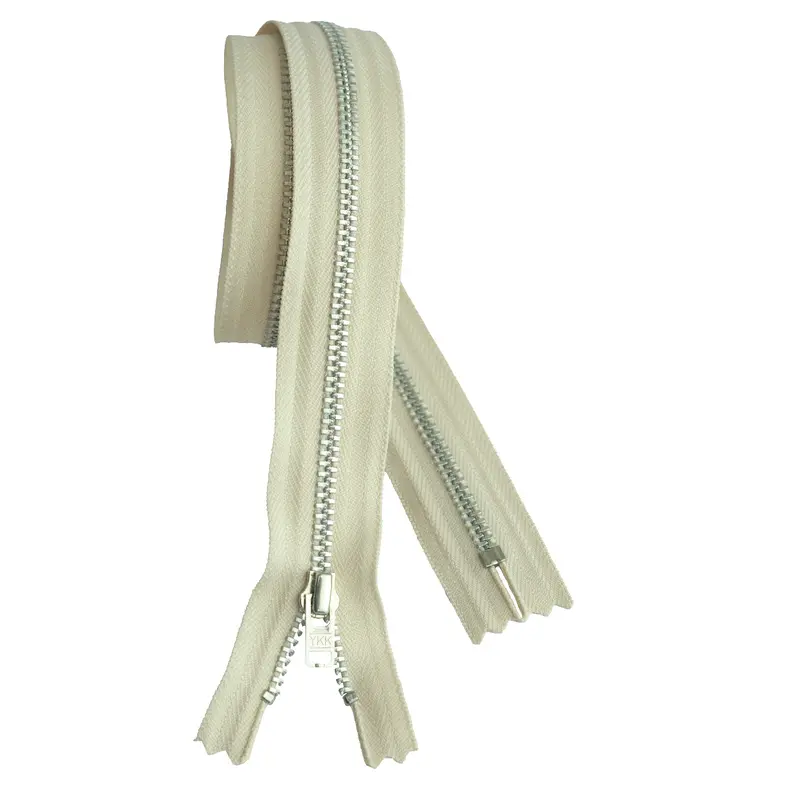 Ykk Silver Tooth Metal Dress Zips - Ecru 1