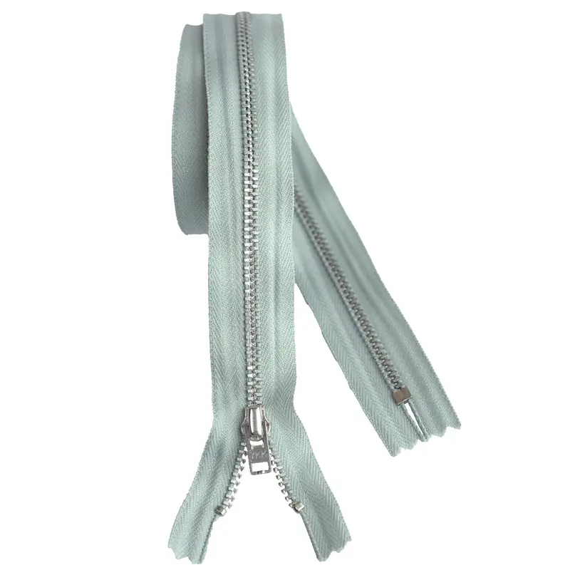 Ykk Silver Tooth Metal Dress Zips - Light Grey 1