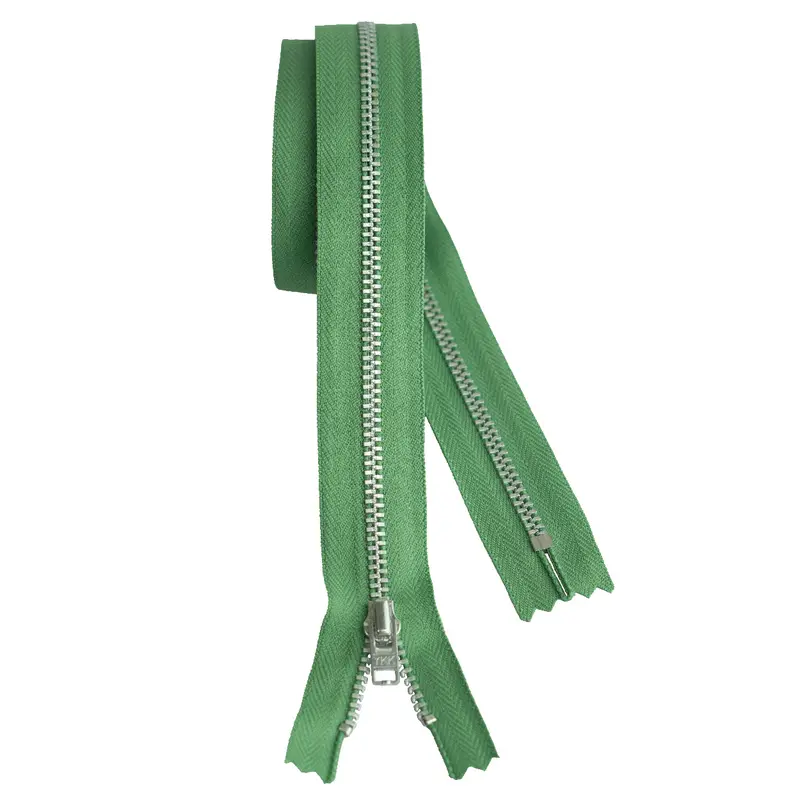 Ykk Silver Tooth Metal Dress Zips - Mid Green 1