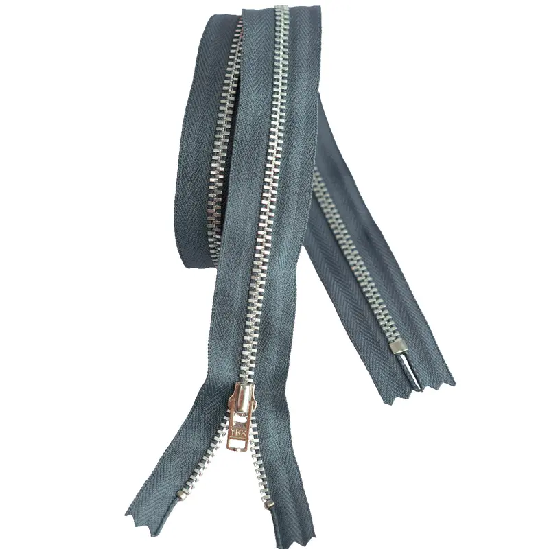 Ykk Silver Tooth Metal Dress Zips - Mid Grey 1