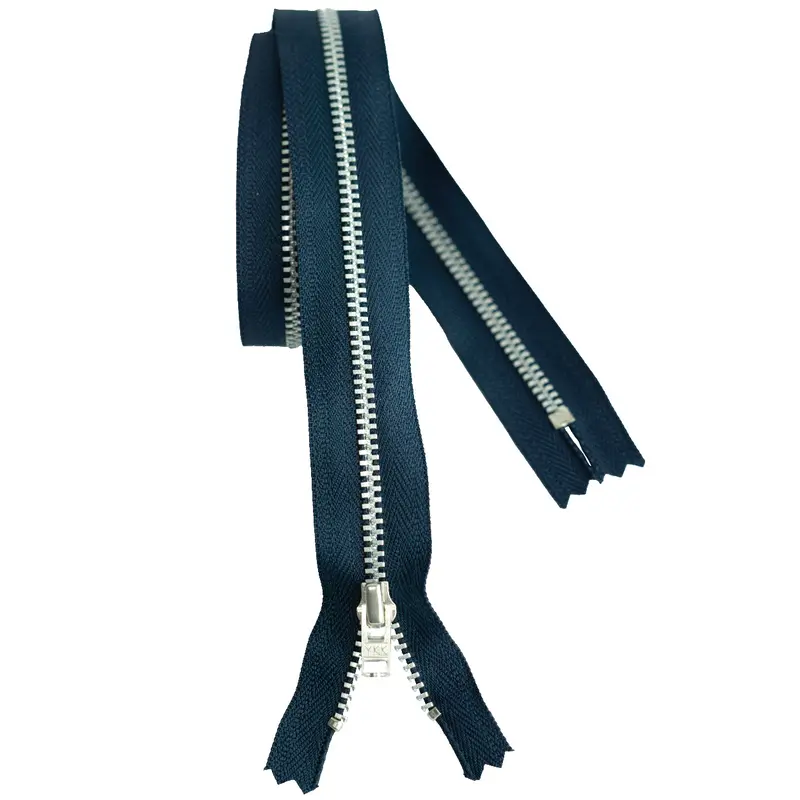 Ykk Silver Tooth Metal Dress Zips - Navy 1