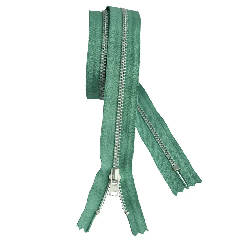 Ykk Silver Tooth Metal Dress Zips - Sage 1