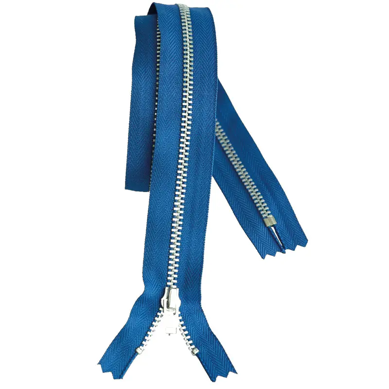 Ykk Silver Tooth Metal Dress Zips - Saxe Blue 1