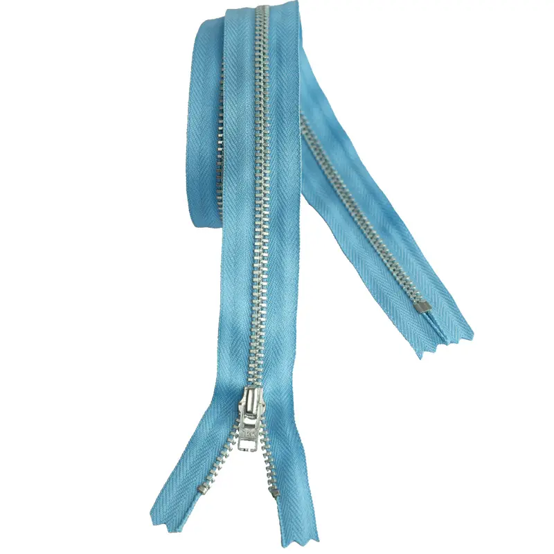 Ykk Silver Tooth Metal Dress Zips - Sky Blue 1