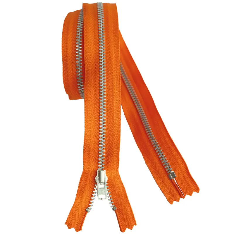 Ykk Silver Tooth Metal Dress Zips - Tangerine 1
