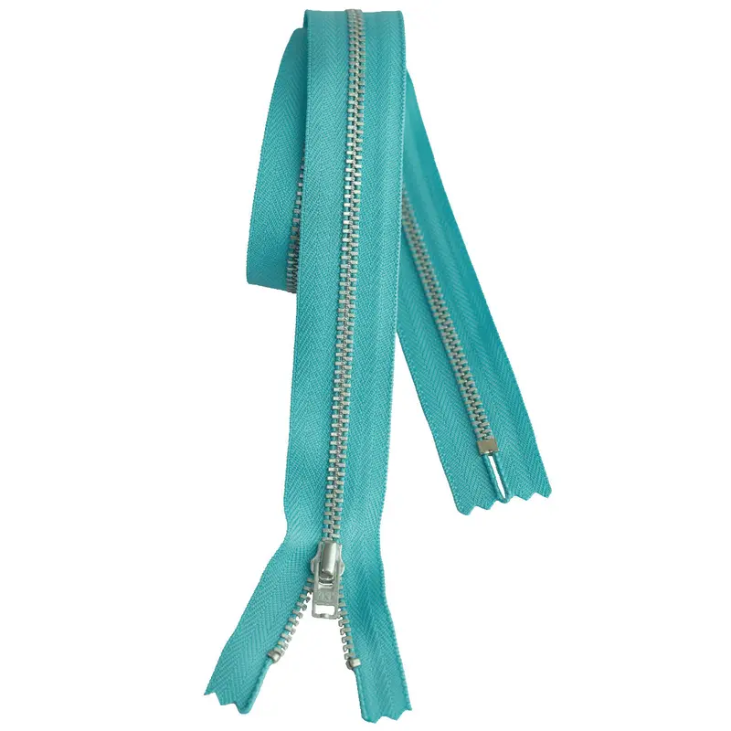 Ykk Silver Tooth Metal Dress Zips - Turquoise 1