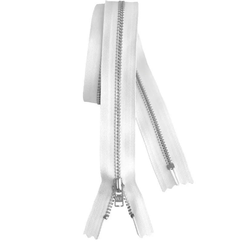 Ykk Silver Tooth Metal Dress Zips - White 1