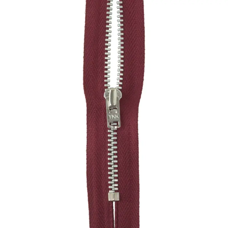 Ykk Silver Tooth Metal Dress Zips - Wine 2