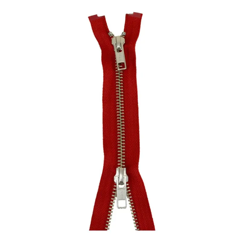 Ykk Silver Tooth Two Way Open End Zip, Red 1